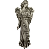Stehende Bronze/Aluminium Engelmädchen Figur - Angelo Bernadette / 40x19x18cm (HxBxT) / Aluminium hellgrau von Gartentraum.de