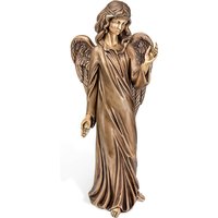 Stehende Bronze/Aluminium Engelmädchen Figur - Angelo Bernadette / 58x24x27cm (HxBxT) / Bronze Patina weiß von Gartentraum.de