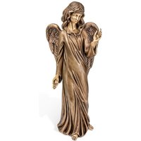 Stehende Bronze/Aluminium Engelmädchen Figur - Angelo Bernadette / 58x24x27cm (HxBxT) / Bronze hellbraun von Gartentraum.de