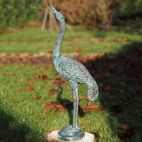 Bronze Vogelfigur Kranich ruft - Stehende Dekostatue  - Kranich Krigp von Gartentraum.de