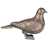 Stehende Bronze Taubenfigur vollplastisch - Taube Erna / Bronze Patina grün von Gartentraum.de