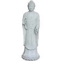 Stehende Buddha Gartenfigur aus Polystone in grau - Seborga von Gartentraum.de
