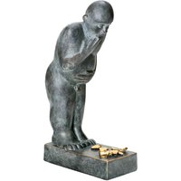 Stehender Mann mit goldenen Scherben - Bronzestatue - Malheur von Gartentraum.de