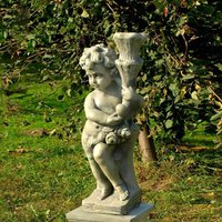 Steinguss Gartenlampe in Form einer Puttenfigur - Antea / Tyrolia / links von Gartentraum.de