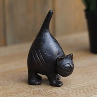 Stilistische Katzen Dekofigur aus Bronze - Fridolin von Gartentraum.de