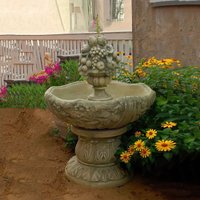 Stilvoller Gartenbrunnen aus Stein mit Obstkorb - Savino / Calabria von Gartentraum.de