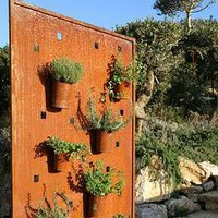 Stilvoller Metall Paravent in Rostoptik - Sicilia / mit Platten von Gartentraum.de