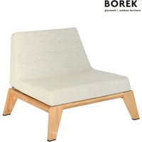 Teak Loungesessel für den Garten mit Polster und Rollen von Borek - Hybrid Loungechair von Gartentraum.de