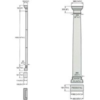 Toskanischer Stein Pilaster halbrund mit Kapitell - Hereswith / 252,3x40x13,3cm (HxBxT) / Terrakotta von Gartentraum.de