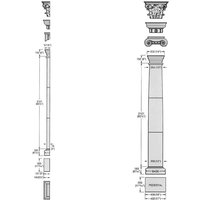 Toskanischer Stein Pilaster mit wählbarem Kapitell - Herrick / mit dorischem Kapitell / Portland Weiß von Gartentraum.de