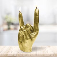 Vegane Hand Kerze lebensgroß & detailliert im Rock Style - Rock Hand / Gold von Gartentraum.de