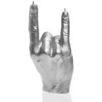 Vegane Hand Kerze lebensgroß & detailliert im Rock Style - Rock Hand / Silber von Gartentraum.de