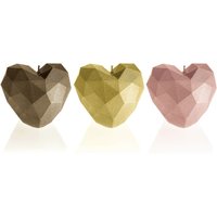 Vegane Kerze Herz im 3er-Set - modern & farbig - Three Hearths / Bronze, Gold, Rosa von Gartentraum.de