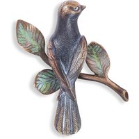 Vogel Wandfigur aus Bronze - vollplastisch - Vogel auf Ast rechts / Bronze braun von Gartentraum.de