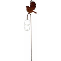 Vogelfigur in Rostoptik auf Stab mit Glas - Fili von Gartentraum.de