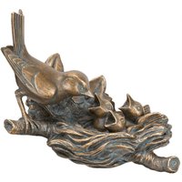 Vogelskulptur aus Bronze zur Wandbefestigung - Finkennest von Gartentraum.de