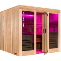 Voll ausgestattete Innensauna für Haus oder Wohnung mit Platz für 3 bis 6 Personen - Marik / rechteckiger Grundriss / Finnische Sauna + Bio Sauna von Gartentraum.de