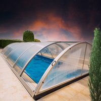 Vormontiertes Seriendach für Pools - rechteckig - Aluminium & Polycarbonat - abschließbar - Serpentinit / Anthrazit von Gartentraum.de