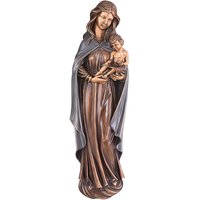 Wand Gartenfigur Maria mit Kind aus Bronze - Madonna Hemma / 20x5x3cm (HxBxT) / Bronze, Umhang Asche von Gartentraum.de