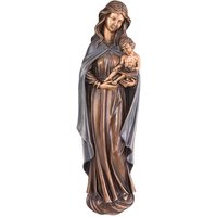 Wand Gartenfigur Maria mit Kind aus Bronze - Madonna Hemma / 40x11x6cm (HxBxT) / Bronze, Umhang Asche von Gartentraum.de