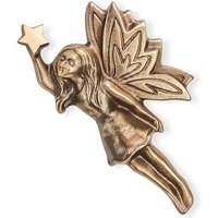 Wandskulptur Fee aus Bronze oder Alu mit Stern - Fee Lilly / Aluminium grau von Gartentraum.de