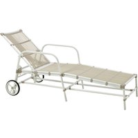 Weiße Sonnenliege aus Alu-Rattan mit Rollen - Sonnenliege Gerda / Beige von Gartentraum.de