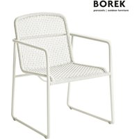 Weißer Gartenstuhl aus Aluminium mit Armlehnen von Borek - Mira Stuhl / mit Sitzkissen in sooty von Gartentraum.de