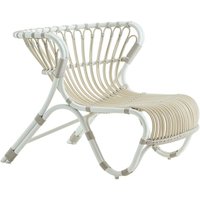 Weißer Loungechair mit Rückenlehne aus Alu-Rattan - Loungesessel Minja / Beige von Gartentraum.de