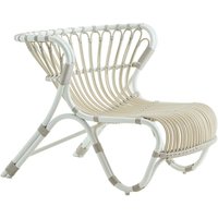 Weißer Loungechair mit Rückenlehne aus Alu-Rattan - Loungesessel Minja / Michelangelo Taupe von Gartentraum.de