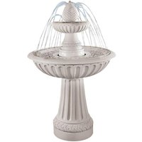 Weißer Marmorguss Springbrunnen - Pinienzapfen & 2 Etagen - Laveno Weißer Marmorguss Springbrunnen - Pinienzapfen & 2 Etagen - Laveno von Gartentraum.de
