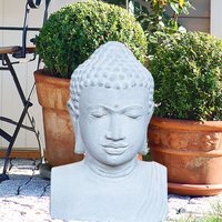 Wertvolle Buddha Steinbüste in Natur Steinguss von Gartentraum.de