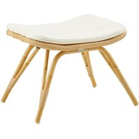 Wetterbeständige Fuß Bank in hellbraun aus Alu Rattan - Fußbank Elina / Beige von Gartentraum.de