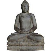 Wetterfeste Steinguss Buddha Skulptur in Meditation - Bima / 150x107x78cm (HxBxT) von Gartentraum.de