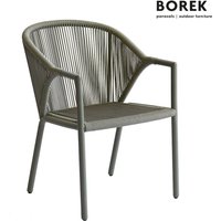 Wetterfester Borek Gartenstuhl in grau aus Aluminium  - Madeira Stuhl / mit Sitzkissen in dune von Gartentraum.de