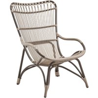 Wetterfester Loungesessel aus Alu Rattan in Moccachino - Gartensessel Elina / Black von Gartentraum.de