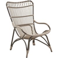 Wetterfester Loungesessel aus Alu Rattan in Moccachino - Gartensessel Elina / Michelangelo Dark Blue von Gartentraum.de