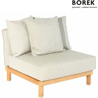 Wetterfestes Mittelmodul für die Gartenlounge aus Teak mit Kissen - Borek - Softline Mittelmodul / Beige von Gartentraum.de