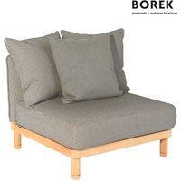 Wetterfestes Mittelmodul für die Gartenlounge aus Teak mit Kissen - Borek - Softline Mittelmodul / Braun von Gartentraum.de