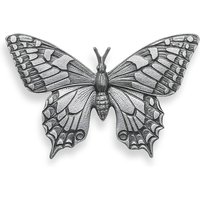 Wetterfestes Schmetterling Ornament aus Aluminium für den Garten - Schmetterling Chiara / Aluminium grau / 8x12,5x2cm (HxBxT) von Gartentraum.de