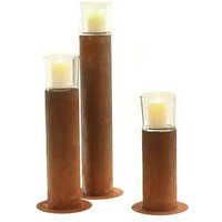 Windlicht Kerzenständer aus Metall mit Glas - Rost - Lumina Venti / 43x22cm (HxDm) von Gartentraum.de