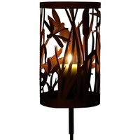 Windlicht in Rostoptik als Gartenstecker mit Libellen & Schilf - Teelichthalter Libelle Windlicht in Rostoptik als Gartenstecker mit Libellen & Schilf - Teelichthalter Libelle von Gartentraum.de