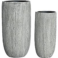 XXL 2er Set Vasen aus Polystone - Rund - Grau mit Holzstruktur-Optik - Zuri / mit Wasserstandsanzeiger XXL 2er Set Vasen aus Polystone - Rund - Grau mit Holzstruktur-Optik - Zuri / mit Wasserstandsanzeiger von Gartentraum.de