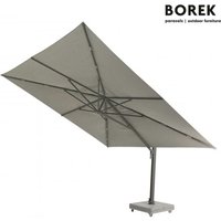 XXL Alu Ampelschirm von Borek - 400x400cm - Porto Sonnenschirm / Dach Anthrazit / mit Schirmständer von Gartentraum.de