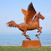 XXL Garten Skulptur Pegasus aus Rost Metall oder Edelstahl - Infigotum / Stahl - Rost von Gartentraum.de