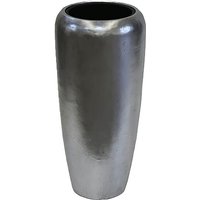 XXL Pflanzvase für drinnen mit Einsatz - Polystone - Silber - Rund - Amera / 75x34cm (HxDm) / mit Wasserstandsanzeiger von Gartentraum.de