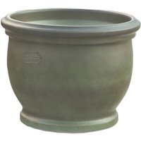 Zeitloser Blumentopf für draußen - grün - Steinzeug winterfest - Peitho Tropu / 50x39cm (DmxH) von Gartentraum.de