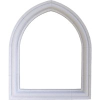 Zeitloser Spitzbogen Fensterrahmen aus Steinguss - Tereza / Antikgrau / 24x26cm (HxB) von Gartentraum.de