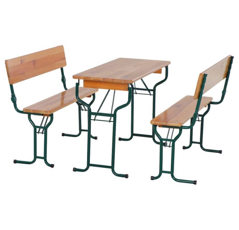 Gartentrends Bierzeltgarnitur Biermöbel, 1x Tisch, 2x Bank, Rückenlehne, Kiefer lackiert - 110x78x50 (BxHxT) von Gartentrends