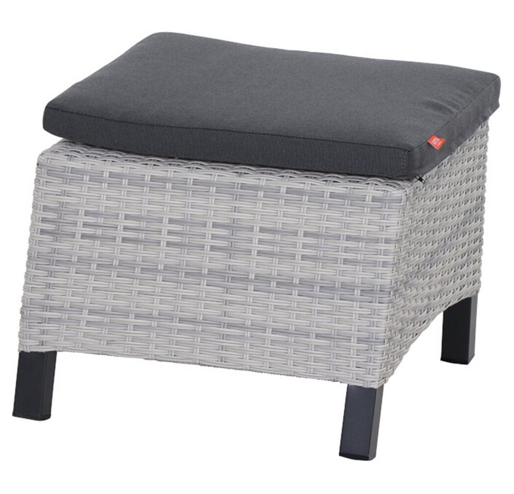 Gartentrends Gartenlounge-Hocker Corido, in matt anthrazit, ice grey - 50x40x54 (BxHxT) von Gartentrends