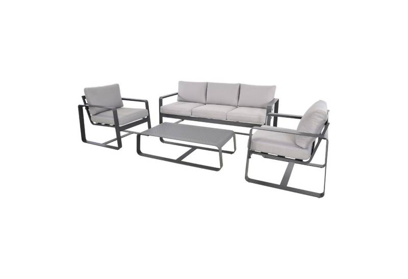 Gartentrends Gartenlounge-Set BELEZZA, 3-Sitzer, 2 Sessel, Tisch, in Aluminium grau, inkl. Kissen von Gartentrends